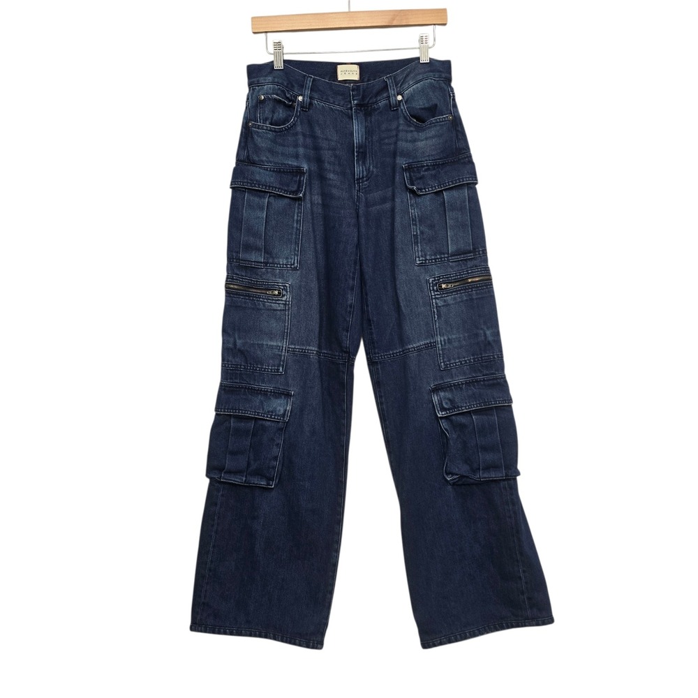 Alice + Olivia Jeans Womens Size 28 Blue Cargo Wide Leg Dark Wash Denim